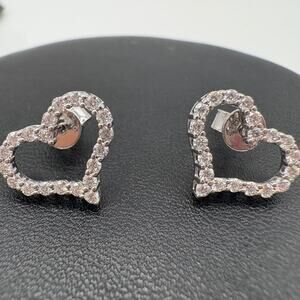 1.30 CTW Moissanite & 925 Sterling Silver Open Heart Stud Earrings